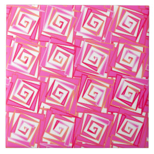Carreau Spirales Carrés modernes, Coral rose