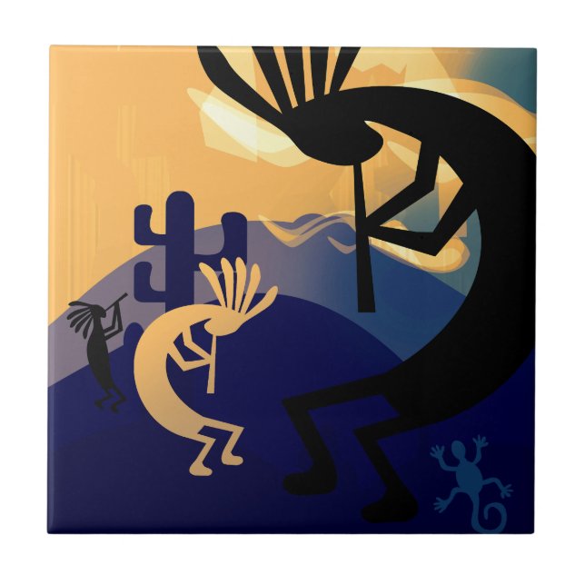 Carreau Spirit of Kokopelli Desert Paysage Turquoise 2 (Devant)