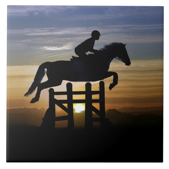 Carreau Sport Cheval Sauter avec Rider Art (Devant)