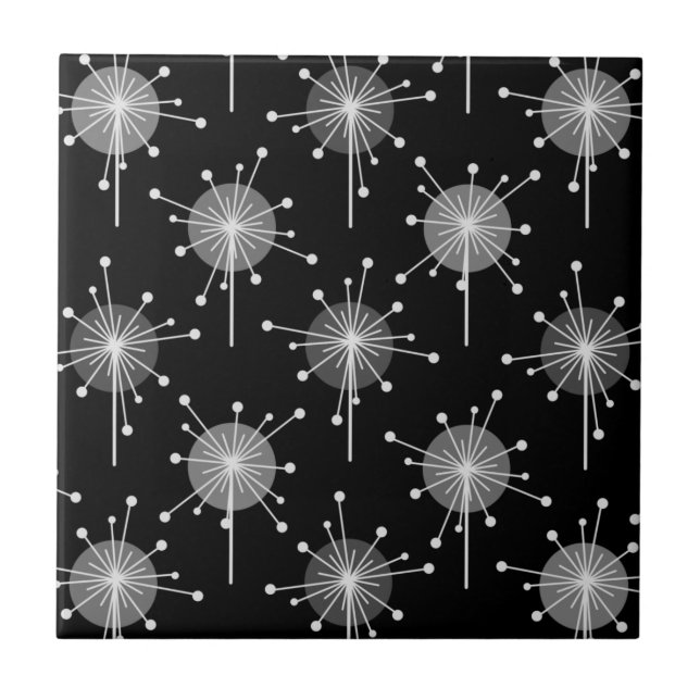 Carreau Spoutnik Starburst Fleurs Gris Noir (Devant)