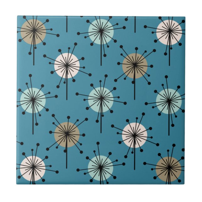 Carreau Spoutnik Starburst Flowers Teal Gold (Devant)