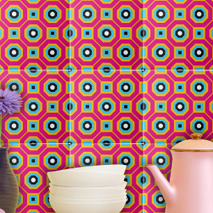 Carreau Squares & Hexagons Colorful Geometric Pattern