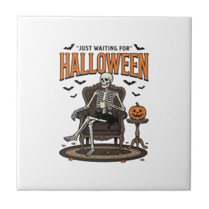 Carreau Squelette d'Halloween attendant drôle Vintage_1