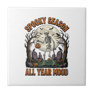 Carreau Squelette Halloween Vintage Saison Fantôme Blanc S