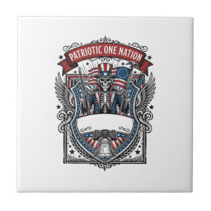 Carreau Squelette oncle Sam patriotique sombre Squelette p