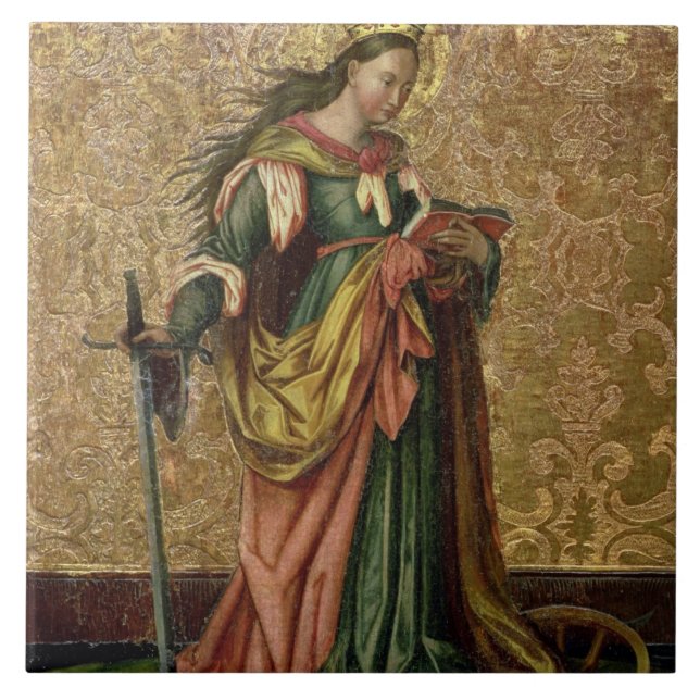 Carreau St Catherine de l'Alexandrie (huile sur le (Devant)