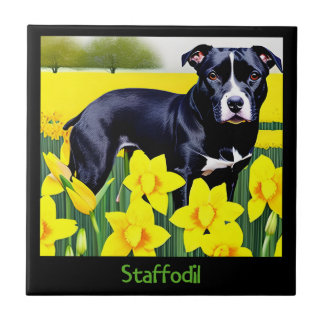 Carreau Staffodil - Staffy dans les jonquilles