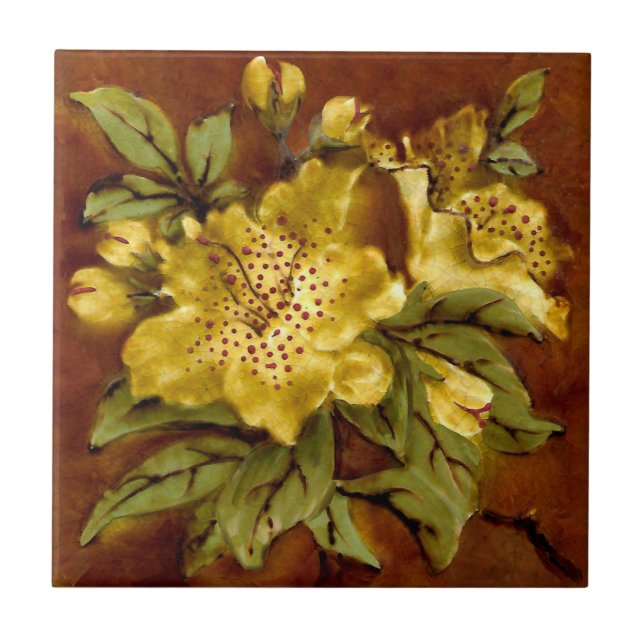 Carreau Staffordshire Lily Slip Peint Wade & Co Repro (Devant)