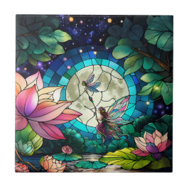 Carreau Stained Glass Little Fairy With Dragonfly