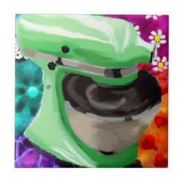 Carreau Stand Mixer Funky Art Abstrait Vert rose
