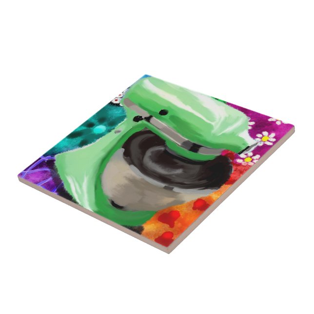 Carreau Stand Mixer Funky Art Abstrait Vert rose (Côté)