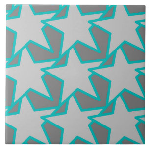Carreau Star moderne géométrique, gris et turquoise
