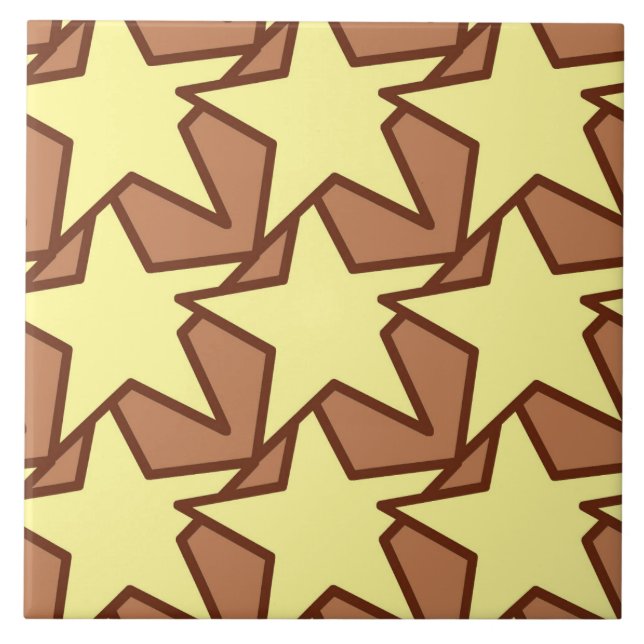 Carreau Star moderne géométrique, jaune clair et cacao Bro (Devant)