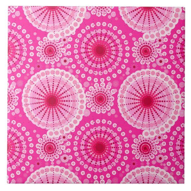 Carreau Starburbs et pinwheel, fuchsia rose & maron (Devant)