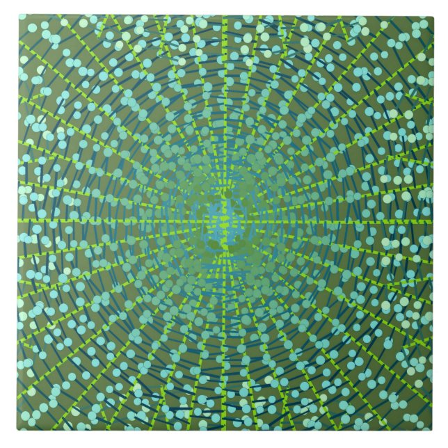 Carreau Starburst abstrait moderne, vert de jade et Aqua (Devant)