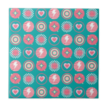 Starburst atomique Étincelle Coeur Rétro Motif ble