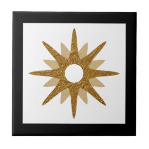 Carreau Starburst simple or moderne noir cadre céramique T
