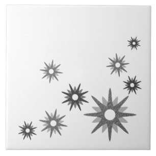 Carreau Starbursts Modernes Du Milieu Du Siècle   Argent