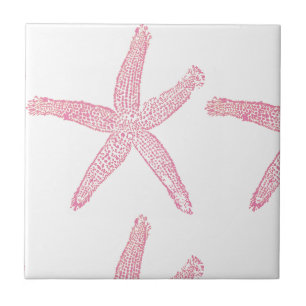Carreau Starfish Nautique Plage Coral rose Blanc Fille