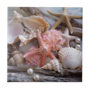 Carreau Starfish Pearls Seashells Driftwood Beach