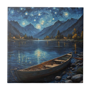Carreau "Starlit Drift : Pêcher sous le Cosmos