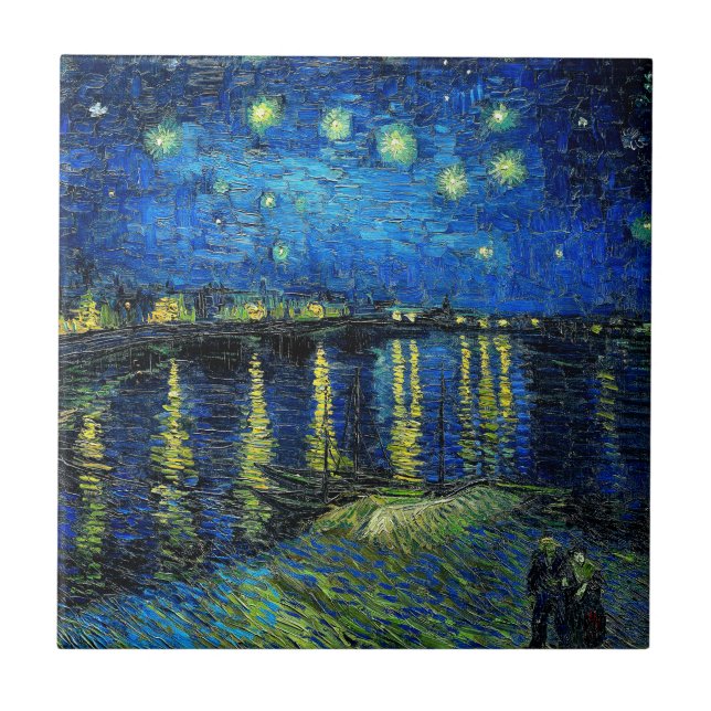 Carreau Starry Night Over the Rhone par Vincent Van Gogh (Devant)
