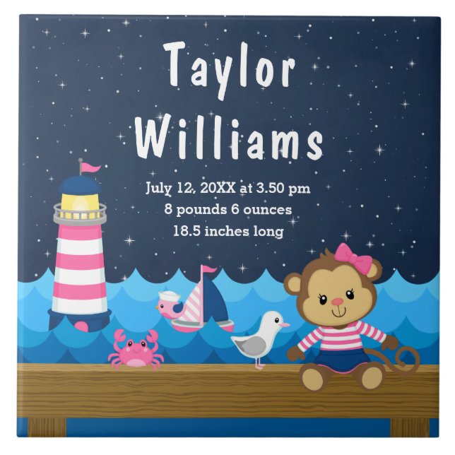 Carreau Statistiques de naissance de la marine rose de sin (Devant)