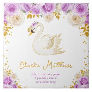 Carreau Statistiques de naissance des roses pourpre et or 