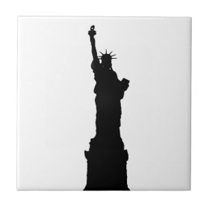 Carreau Statue noire et blanche de la Liberté Silhouette