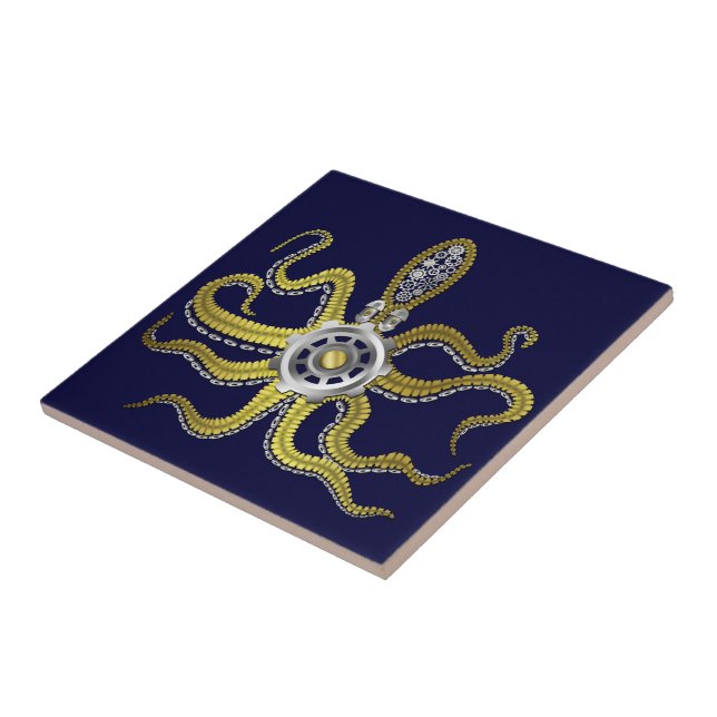 Carreau Steampunk embraye le poulpe Kraken (Côté)