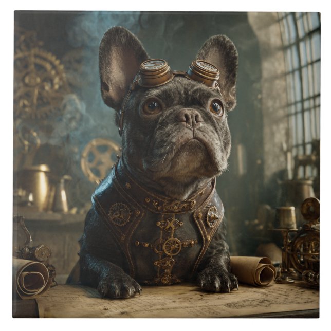 Carreau Steampunk Frenchie (Edition 1) - Ceramic Tile (Devant)