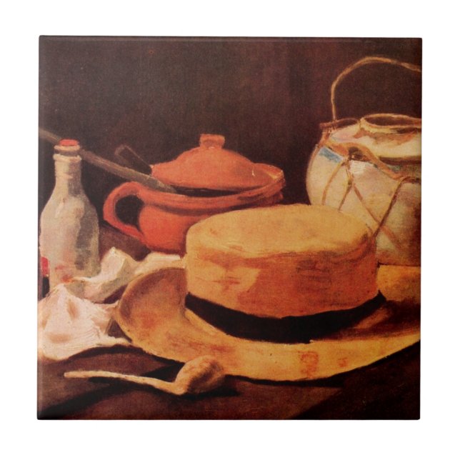 Carreau Still Life Casquette de paille jaune par Vincent v (Devant)