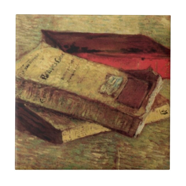 Carreau Still Life with Three Books par Vincent van Gogh (Devant)