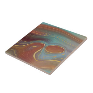 Carreau Strata automne   Terra Cotta Turquoise et Gold Aga