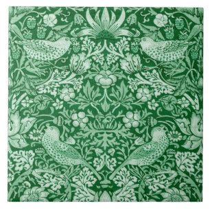 Carreau Strawberry Thief Green, William Morris