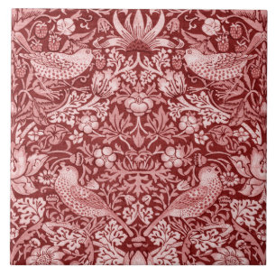 Carreau Strawberry Thief Maroon, William Morris
