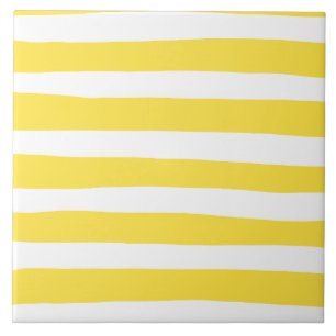 Carreau Stripes inégales - Citron jaune et blanc