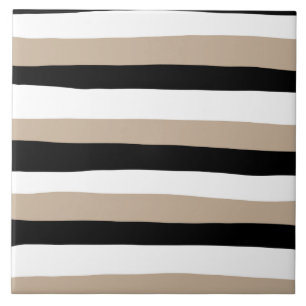 Carreau Stripes inégales - Taupe, noir et blanc