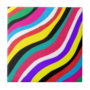 Carreau Stripes multicouleurs psychédéliques à ondes