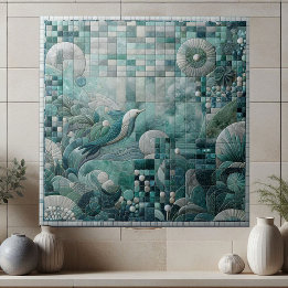 Carreau Stunning Underwater Aquamarine Crystal Blue Mosaic