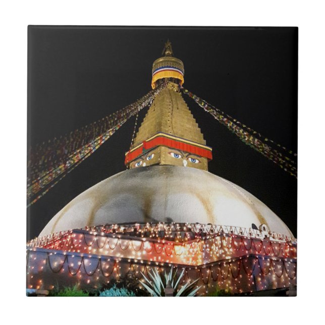 Carreau Stupa Boudhanath, Katmandou la nuit - Népal (Devant)