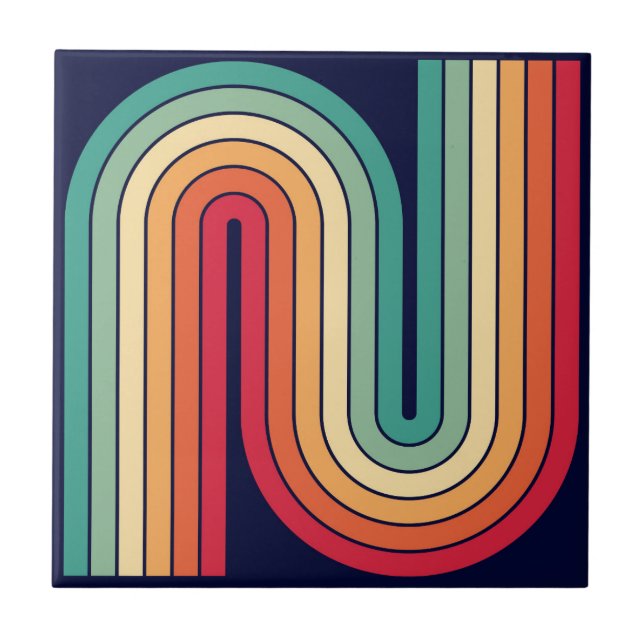 Carreau Style 1970s Arched Stripes Motif géométrique (Devant)