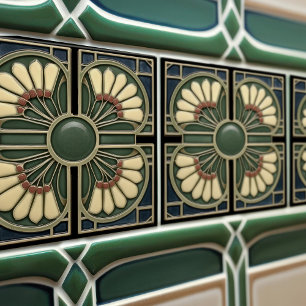 Carreau Style Abstrait shamrock Vert du milieu du siècle