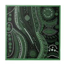 Style art autochtone vert 7 de 9 Carrelage en céra