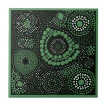 Style art autochtone vert 8 de 9 Carrelage en céra