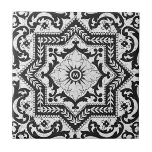 Carreau Style azulejo en céramique noire et blanche
