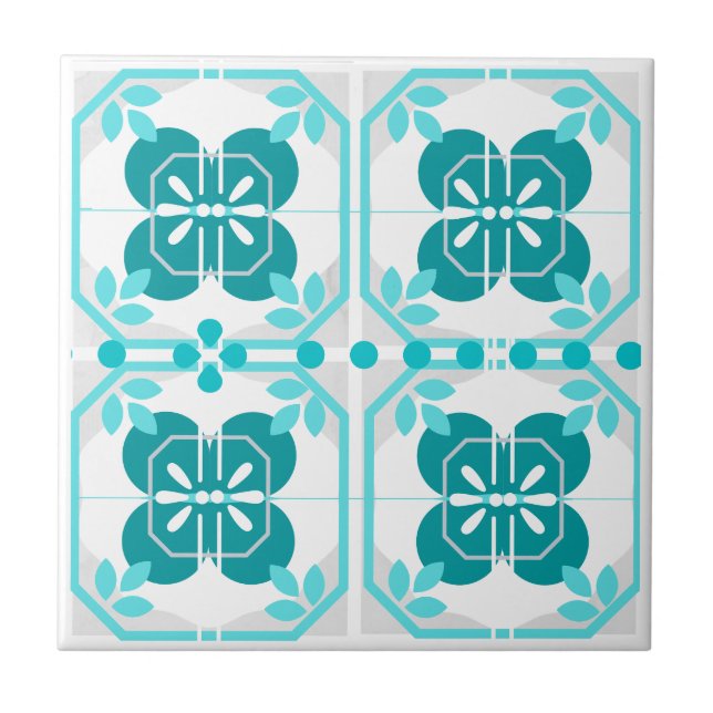 Carreau Style azulejos complexe turquoise (Devant)