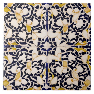 Carreau Style espagnol Simulé mosaïque Noir et crème