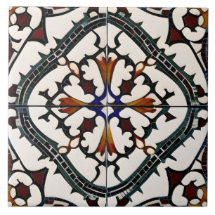 Carreau Style espagnol Simulé mosaïque rouge et noir