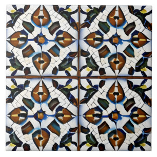 Carreau Style espagnol Simulée mosaïque rouge, noir et bla